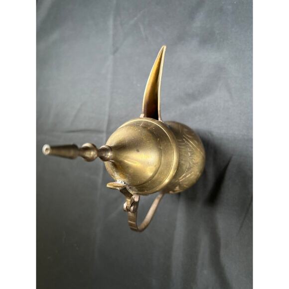 8" ANTIQUE ISLAMIC ORIENTAL BRASS BRONZE JUG PITCHER IBRIK TEAPOT MIDDLE EAST - Picture 5 of 12